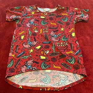Lularoe Gracie Shirt Size 8 Red Cowboy